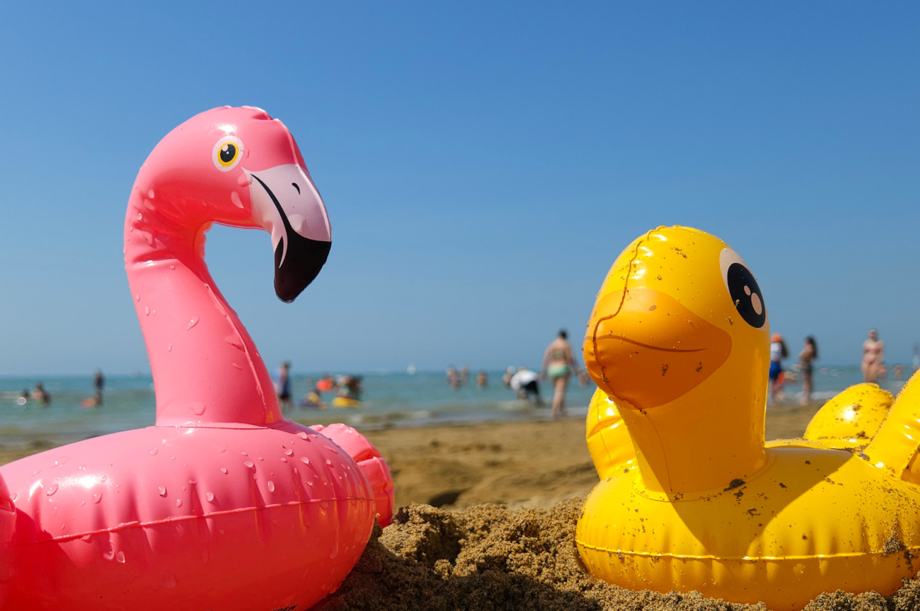 Urlaub Flamingo Ente ohne Holzschild